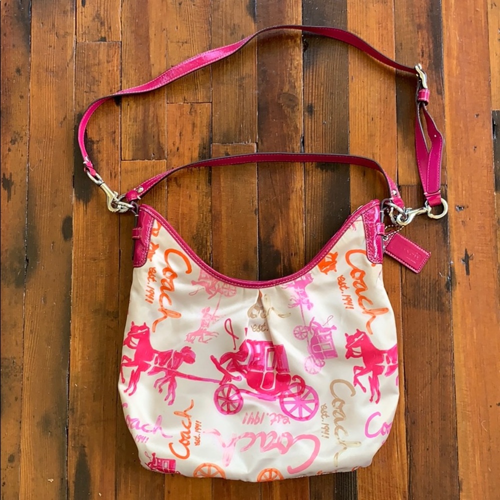 Coach F14891 Sateen Horse & Carriage Hobo Bag